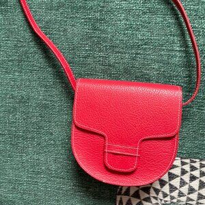 Red Leather Saddle Purse
